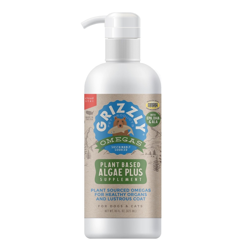灰熊宠物产品 Algal Plus Omega 3-6-9 狗和猫的食品补充品,16 Ounce瓶