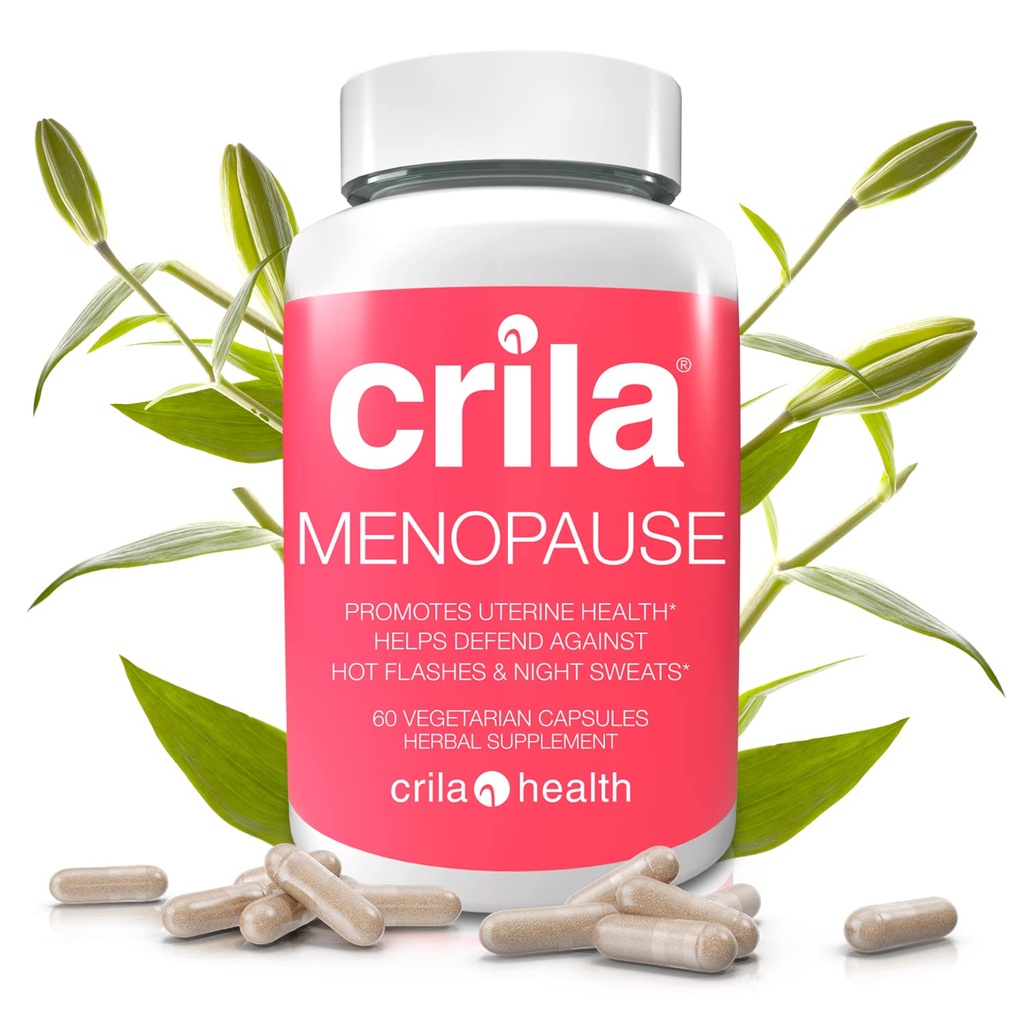 Crila 妇女健康月经补充剂 -- -- 60 Ct. I Night Sweats & Hot Flashes Menopause 救济无雌激素、天然成份、减少沼泽、肥胖和布洛廷*