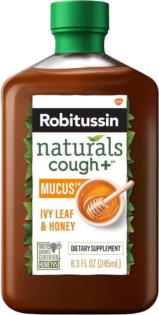 Robitussin Naturals Honey和Ivy Leaf 饮食补充剂 偶尔与Horseness、干喉和Iritans有关的咳嗽, 8.3 oz