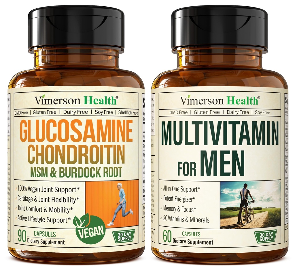 Vegan Glucosamine Chondroitin MSM 男子联合支助补充和完整的多维他明