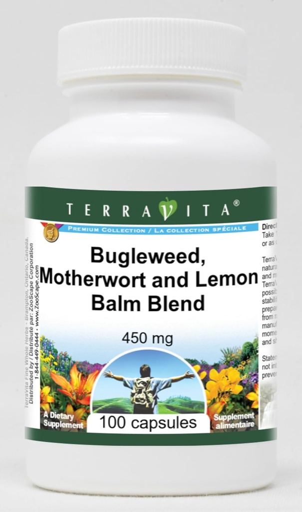 甲状腺素支持 -- -- Bugleweed、Motherwort和Lemon Balm -- -- 450 mg(100 Capsules,ZIN:51178) - 2 Pack