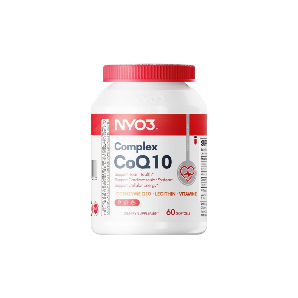 NYO3 CoQ10 200mg 与Lecithin和维生素E,超高吸附,抗氧化剂用于心脏健康和能源生产,High Coenzyme Q10 内容,Gluten Free,Non-GMO,60天供应