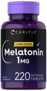 卡莱尔·梅拉托宁 1 mg → 220个快速溶解片 → 低剂量 → 蔬菜,非GMO, Gluten Free