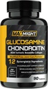 Glucosamine Chondroitin MSM Turmeric, Boswellia, 12 in-1, 联合慰藉, 流动性, 润滑剂和男性和老年人力量, 90 Tab, 无壳鱼