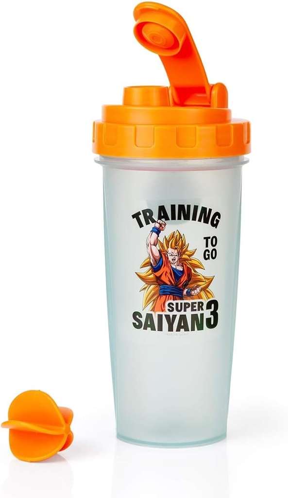 龙球Z 超级赛雅星 Gokum Gym Shaker Bottle - 20盎司 BPA 自由塑胶 Blender Bottle with Whisk Ball - 蛋白质摇摆,换餐,平滑混合器 - 健身附品 - 理想DBZ礼品