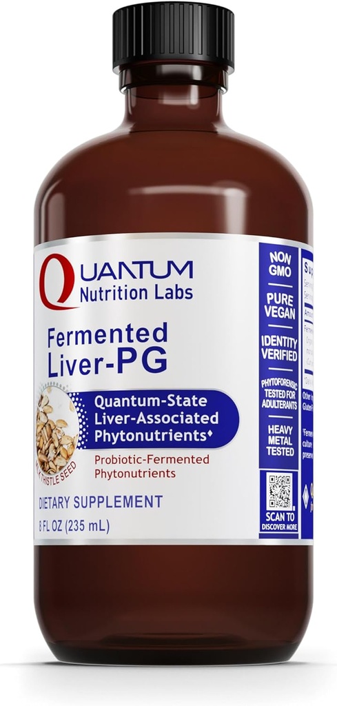 QNL发酵的Liver-PG - Vegan Liver Aid Supplement - 包含有机图尔克和牛奶酸盐 - 女性和男性的Liver支助补编 - 8 fl oz