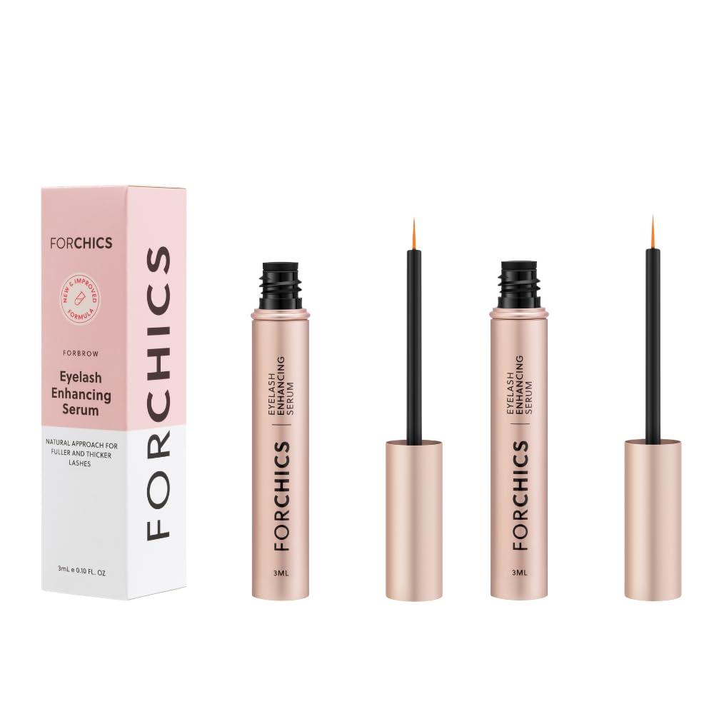 ForChics的ForLash: 2 Pack Ultimate Eylash Hormone-Free Growth Serum 用于增强的富勒, Thicker, Longer Lashes - 重新生长的助推器,有机公式, Vegan & Cruty-free