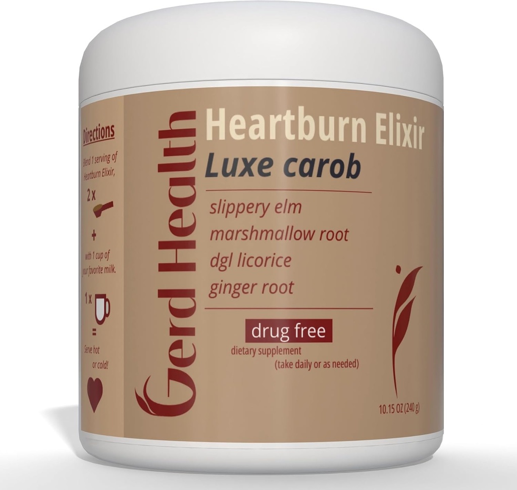 Heartburn Elixir: 草药粉饮用马什玛洛根,滑石榆树巴克和DGL Licorice
