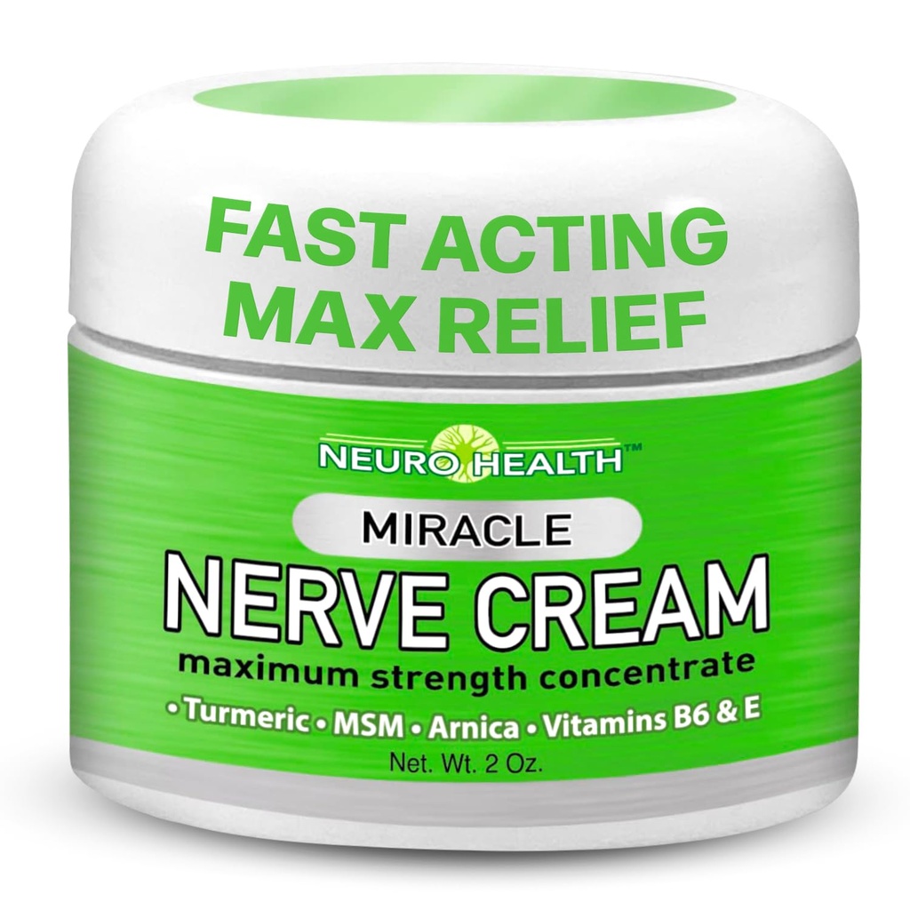 Miracle Nerve Cream - 最大强度 - Turmeric和Arnica 混合神经病症缓解法 - 与MSM, B6, E - 美国制造的舒舒脚与手公式