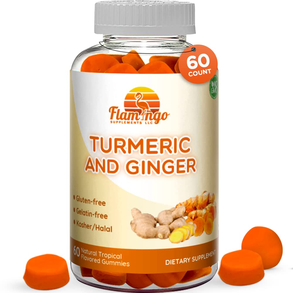 Turmeric Curcumin & Ginger 成人和儿童可口味。 Vegen Friendly, Kosher & Halal, Gluten Free, 非转基因生物 60 个数