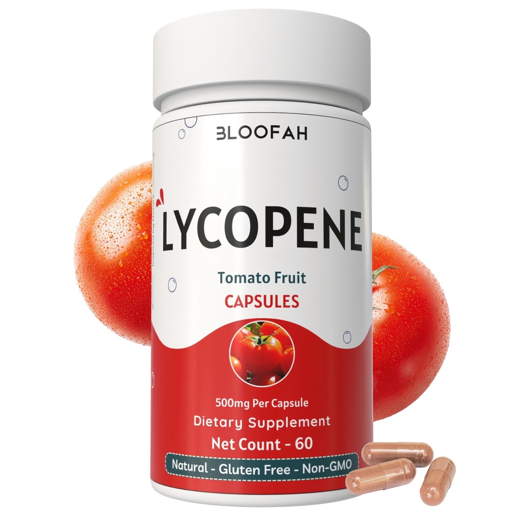 番茄粉(Lycopene) Capsules 500mg - 60 Counter 健康与健康支持的自然卡通补充 100% Natural, Plant, Gluten Free & Non-GMO 公式