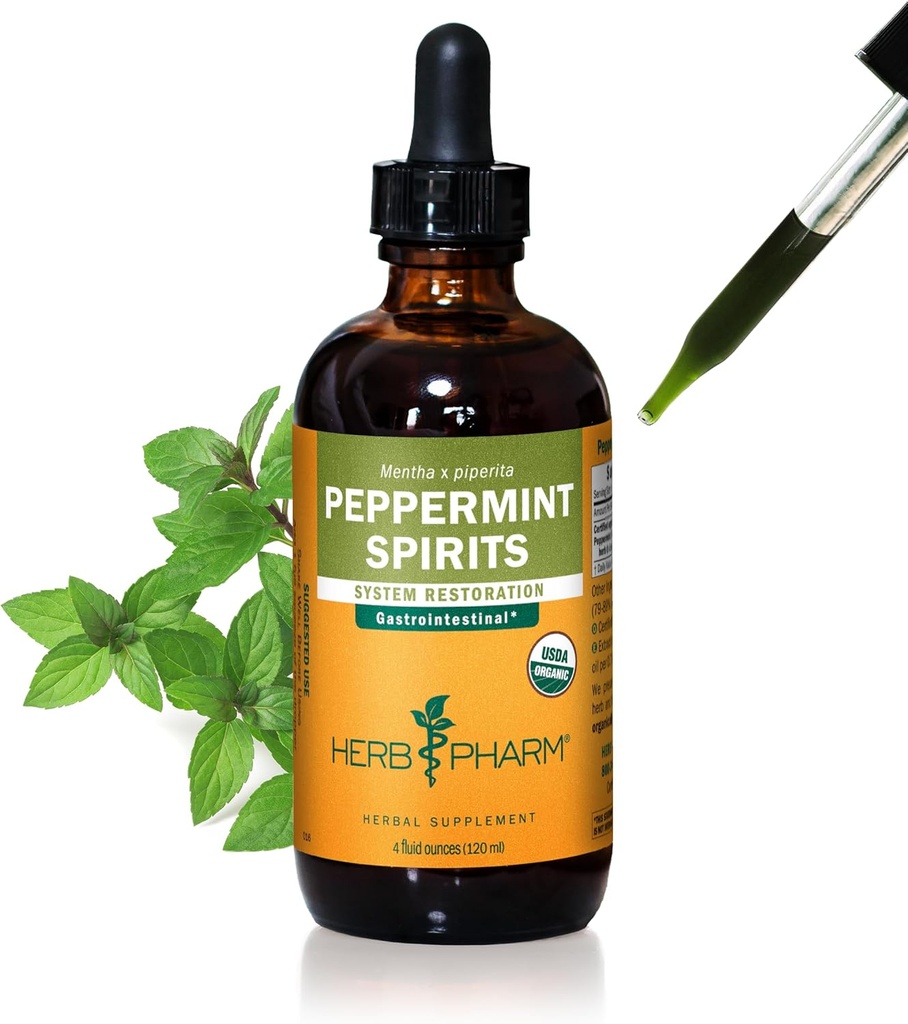 Herb Pharm 认证有机胡椒薄荷精神 液体萃取 综合支持 - 4 Ounce(DPEP04)