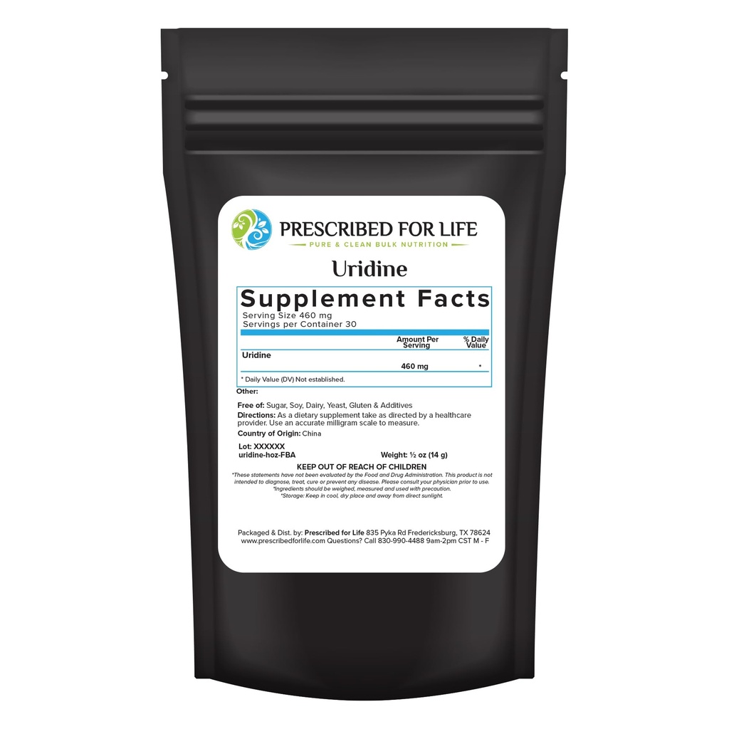 限定终身Uridine,纯Uridine 单磷酸粉,诺特罗奇补充记忆,清晰,和焦点,无填充器,无添加剂,Vegan,非转基因O(0.5oz / 14g)
