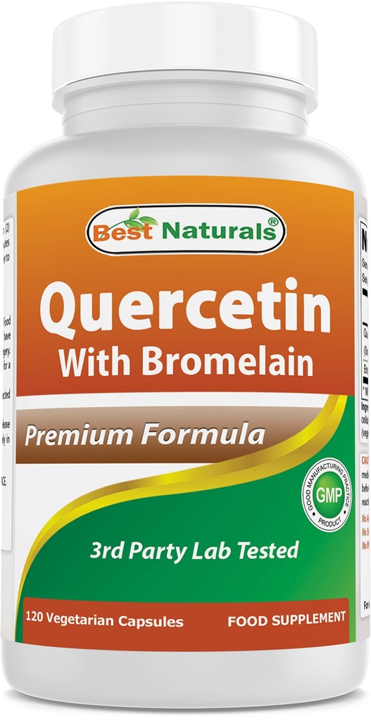 Bromelain Veggie Capsule 最佳天然素 Quercetin - 800 mg of Quercetin 和 165 mg of Bromelain (2400 GDU/g), 120 counter
