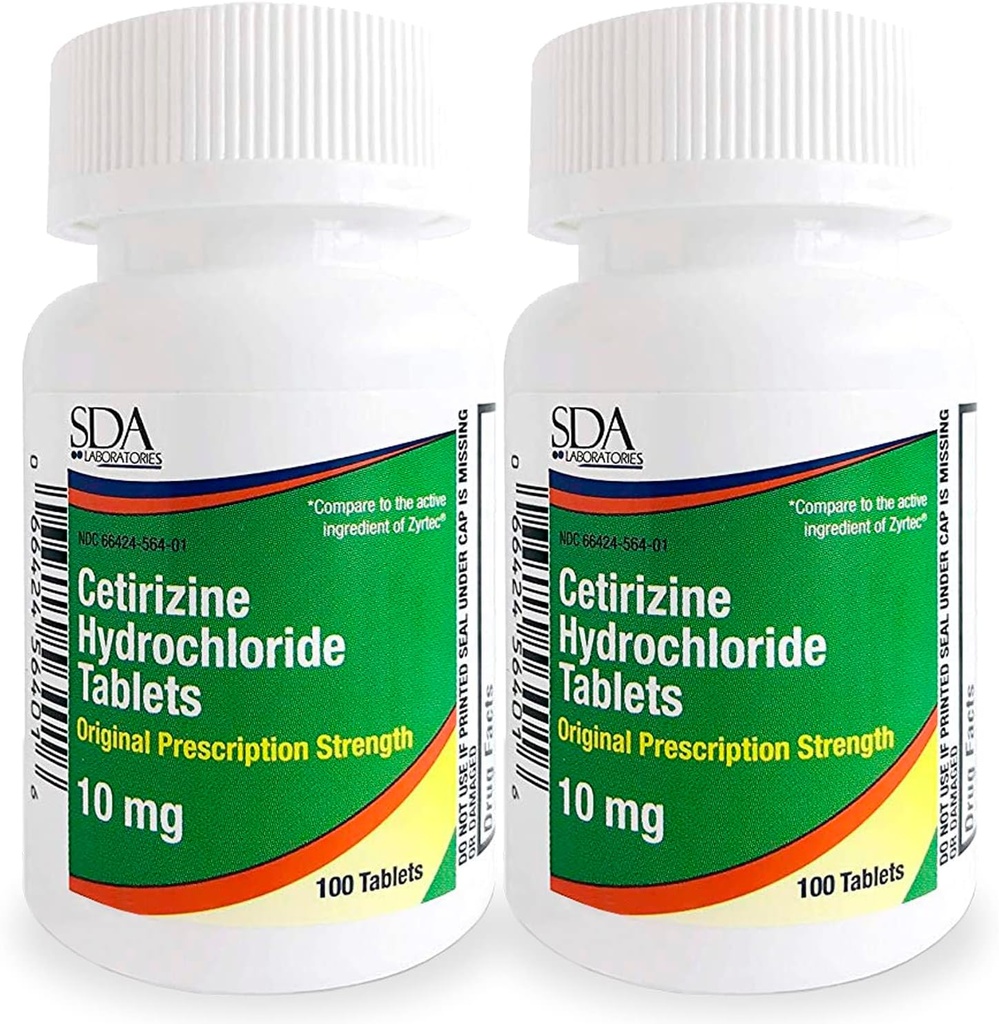 SDA LABORTORYS 全天24小时超敏医学 100位过敏者抗海胺 Pollen, Hay Fever, Dry, Ichy Eyes QQ Cetirizine HCl 10mg 板块(包2)