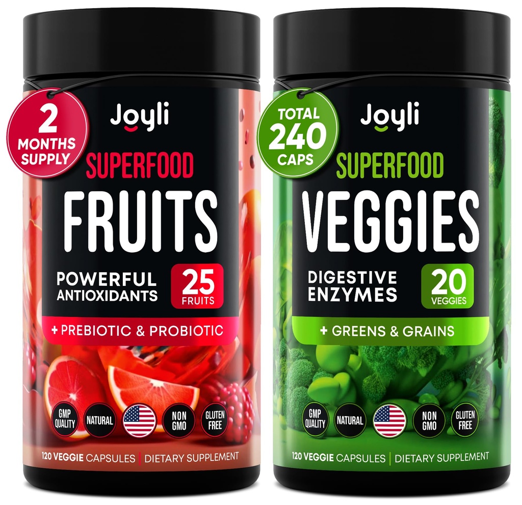 水果和蔬菜补充品 - 豁免, Gut & Energy的高纤维补充品 - 超红和超绿素补充品 配有马什麦洛根的 240红和超绿素超美食卡普尔