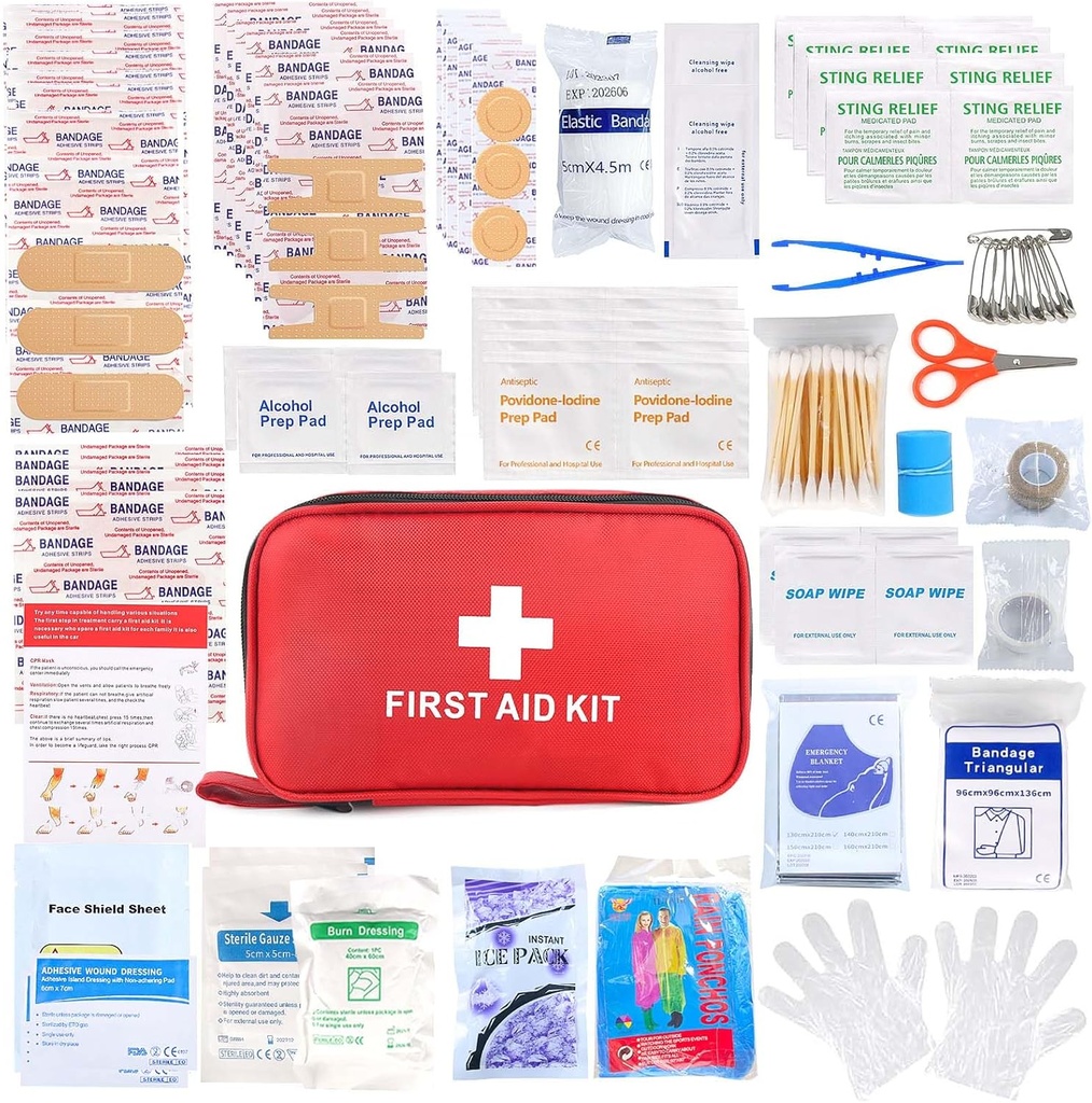 First Aid Kit 194 Pick Emergency Kit for Higking Camping Truma Kit for Boat 车辆契约 Aid Kit for Home Car Travel Ondow Survivation 车外生存急救包