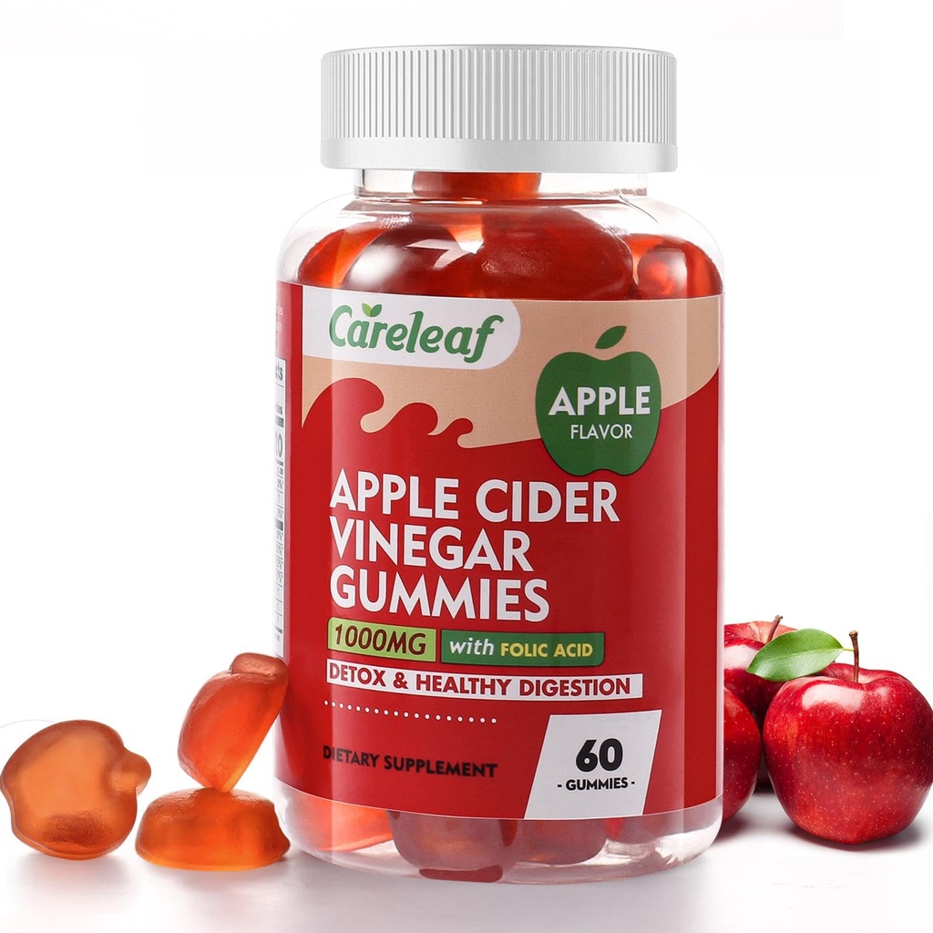 Apple Cider Vinegar Gummys 60 Counts 1000mg AVC 配有维生素B6 维生素B12 代谢,文摘,解毒,Gut & Immune健康