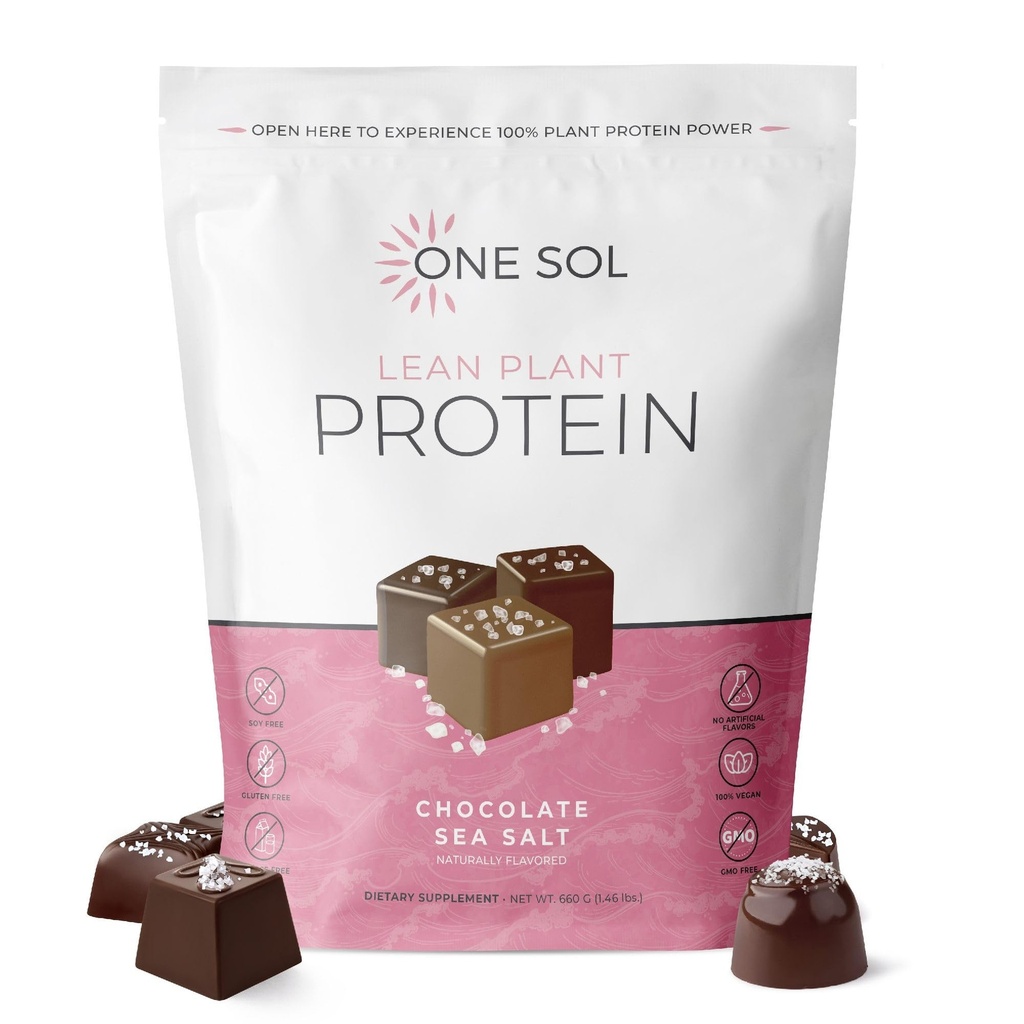 1 Sol Lean 植物蛋白粉、 Pea 和 Brown 水稻蛋白、低碳、 Vegan 友好 - Gluten、Lactose、 & Soy 免费 - 无添加糖、非GMO、 清洁营养、无布洛丁(巧克力海盐)