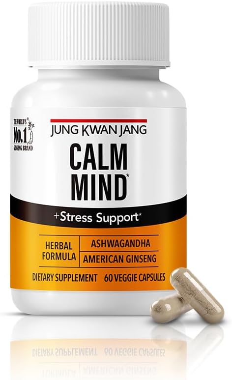 JUNG KWAN JANG Calm Formula with Ashwagandha 300mg, American Ginseng 428mg and L Theanine 204mg 补编 - 60 Capsule for Men and Women