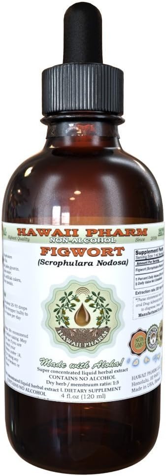 Figwort 无酒精液体提取,有机纤维(Scrophulara Nodosa) 干草药(Glycerite Hawaii Pharm) 天然草药补充2 oz