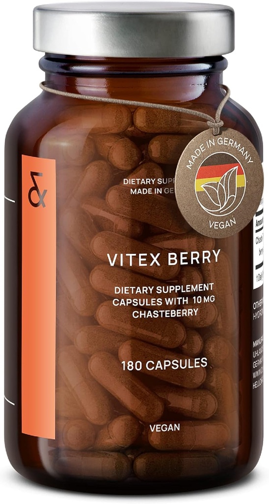 Vitex Berry - Premium Chasteberry 4:1 提取(Vitex Agnus Castus) - 更年期和PMS支持 - 妇女荷尔蒙平衡 - 180 卡普尔 - 6个月供应 - 德国制造