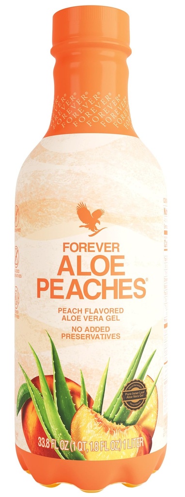 永生 - Aloe Peaches, 纯Aloe 配有真桃花纹, 支持文摘和免疫系统, Vegan 和 Gluten Free, 33.8 fl oz, 1 Pack