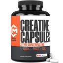 Creatine Capsules, 5g Premium 3X 3Atine Prewout Bulk Muscle Mass Gainer, 高吸附性容易服用 Creatine Monohdryate Pills 男子最佳性能, 180 Capsules