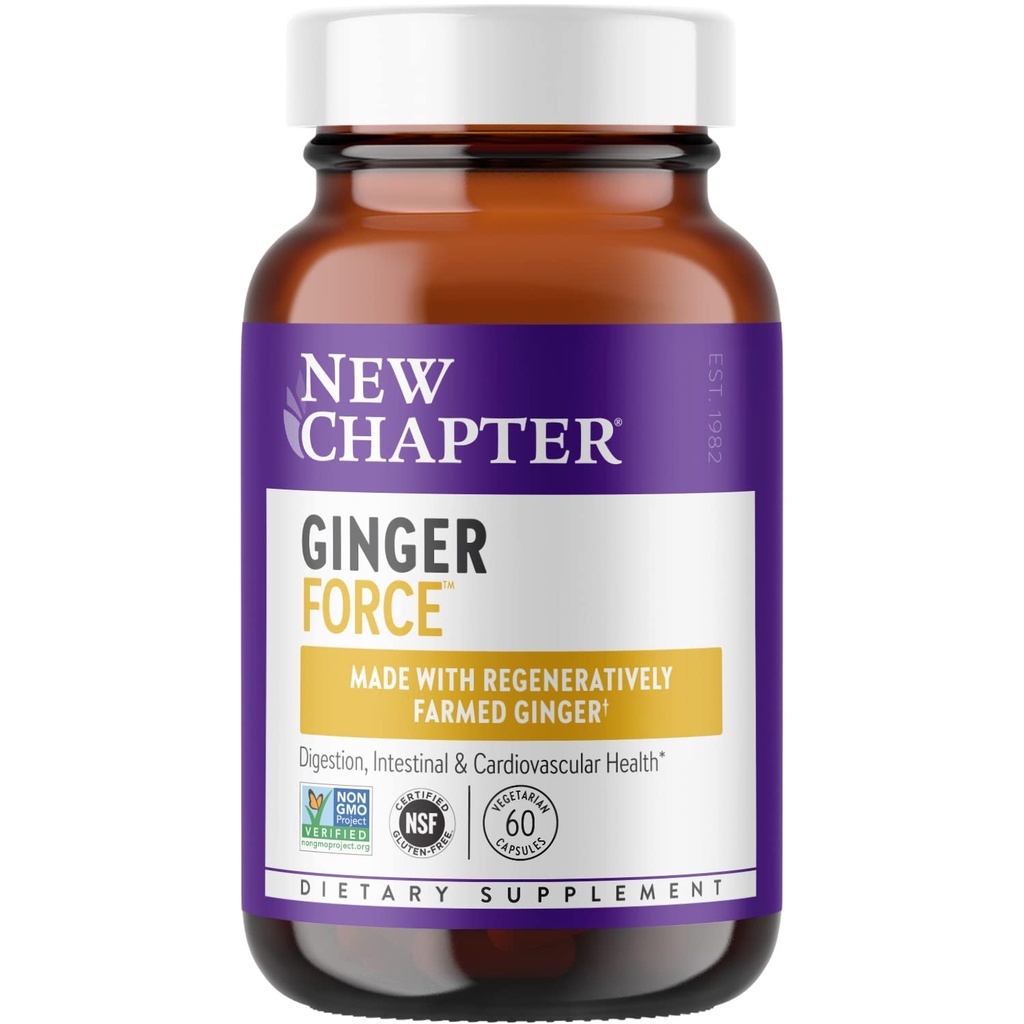 新章 姜汁 配超临界有机物 + 非GMO 成料 蔬菜 Capsules, 60 Counter