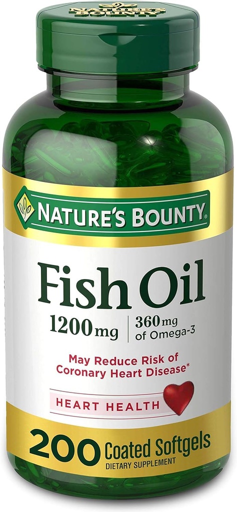 FISH Oil by Natural's Bounty, 饮食补充, Omega 3. 支持心脏健康, 1200 Mg, 200 快速释放软胶