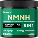 8in1 NMNH - NMN 补充替代品 - NAD 补充支持 NAD 等级 添加Fisetin,resveratrol,Quercetin,Turmeric,Berberine,维生素D3 & C - 60 计算 30天