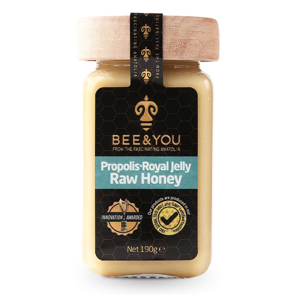 Bee and You Royal Jelly Raw Honey, Propolis 提取器, 100%的天然超级食品, Ultra Pure, 免疫辅助剂, 抗氧化剂, Keto, Paleo, Gluten-Free, 6.7 oz