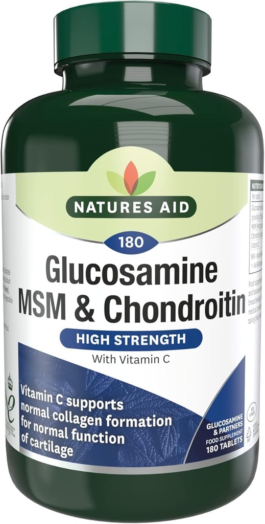 自然援助Glucosamine 500mg,MSM 500mg + Chondroitin 100mg 180 片