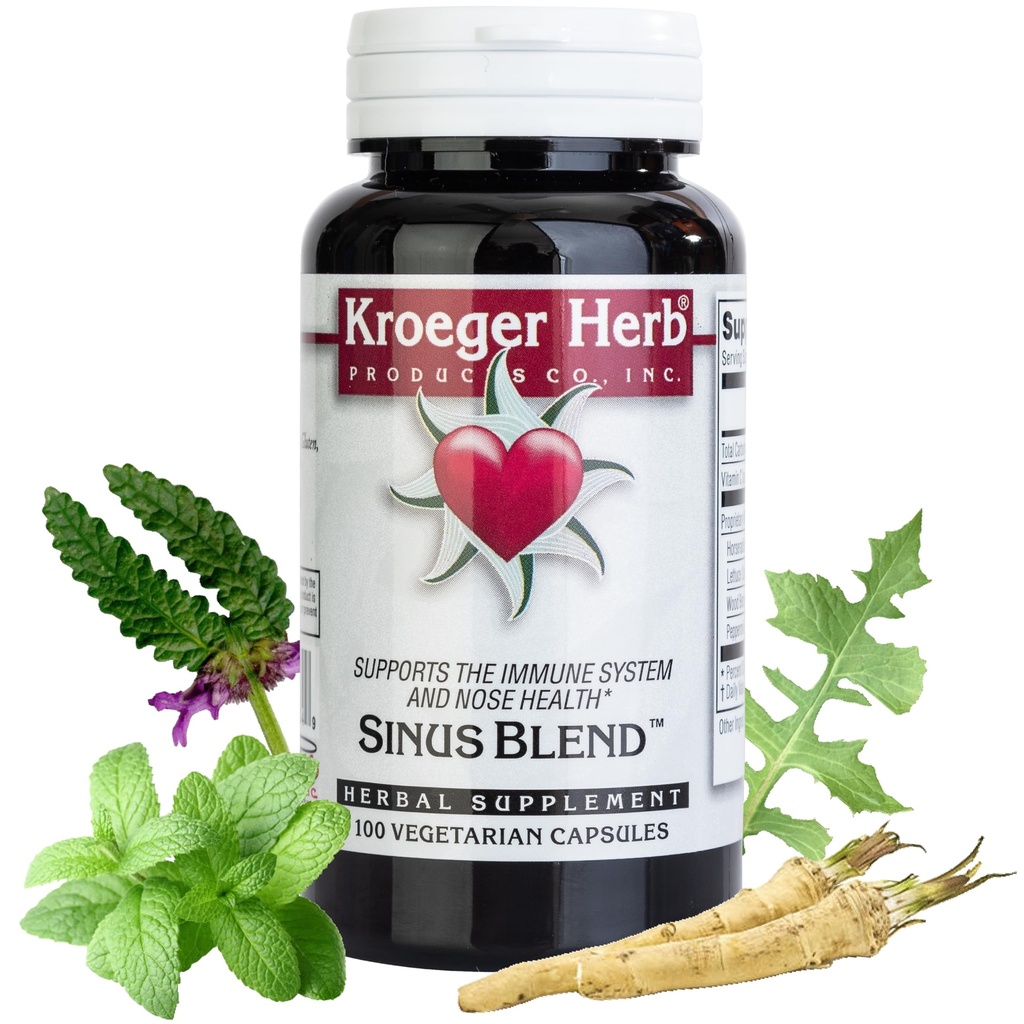 Kroeger Herb 产品、Sinus Blend、所有对成年人的天然Sinus 支持、摄入救济和Sinus 压力救济、块块或抑制Histamin、非GMO、无防腐剂,美国制造
