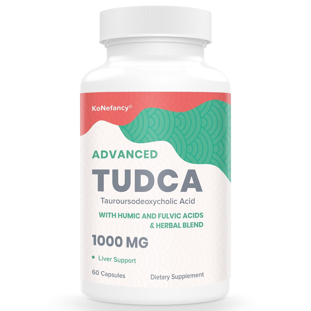 KoNefancy TUDCA 肝脏补充剂 1000 mg-Bile Salts for Liver Detox-Milk Thetle Herbal blend with Fulvic and Humic Acid for Liver, Digestive Health,60 Vegan Capsules 肝脏混合剂(富尔维奇和胡米酸)