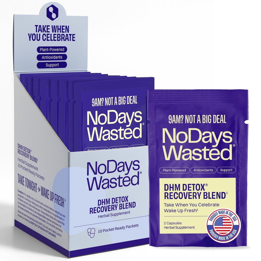 DHM Detox – 无日浪费 – 新外观 - 二氢酰氯锡补充剂, 牛奶硝酸盐, Prickly Pear , B 维生素, 水解电解剂 混合剂 混合剂 在晚间改善下一天和恢复