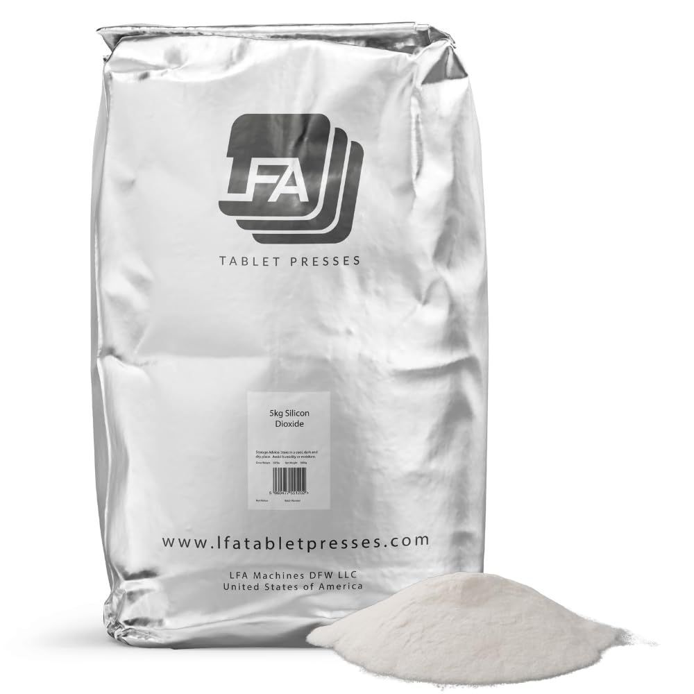 二氧化硅 - 防腐剂 - 5公斤(11磅) - 食品级硅粉 - 用于平板印刷机和卡普苏尔填充剂混合剂的湿气-吸附滑翔剂