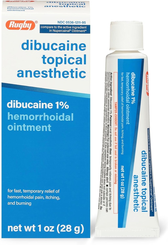 Rugby Dibucaine 主题麻醉药 1% 痔疮膏 -- -- 治痒和烧伤的止痛霜,治痔疮,抗痒霜 1 Oz(1包)
