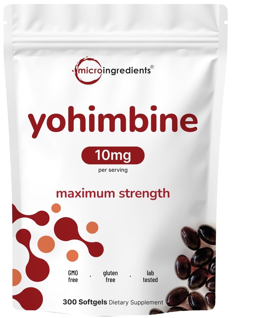 男女双强Yohimbine补充剂,每人10毫克,300软胶,Yohimbine HCL 与圣母葵花籽油更好地吸收,支持能源生产,非洲Raw