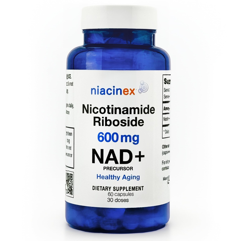 NAD+ 补编 - 600mg Pure Nicotinamide Riboside(NR) - 健康老龄化、精神清晰和能源促进器 - 男女细胞再生补充剂 - 60 NAD Plus Capsules - 在美国制造