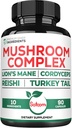 Satoomi 10in1 Lions Mane Supplement Complex - 与 Cordyceps Sinensis, Reishi 蘑菇, Turkey Tail 蘑菇等混合 - 90个月的计算数