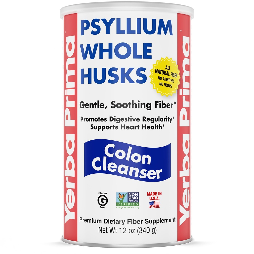 Yerba Prima Psyllium Husk, 12 Ounce - 全Husk纤维补充剂, Vegan, 无糖或人工甜品, 非转基因生物, Gluten Free