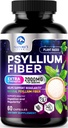 胡斯克纤维增量1500mg - Vegan Prebiotic,可溶性纤维用于日常消化健康与常规支持,天然肽粉盖,无糖,非GMO和Gluten-free - 60 Capsules