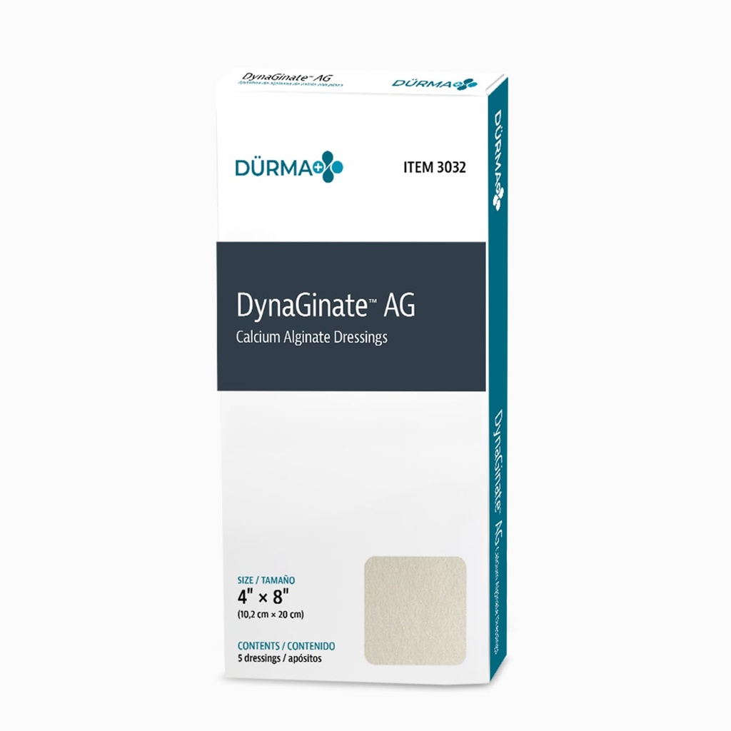Dynarex DynaGnate AG 银质钙 Algnate 服装 - 4"x8",铝质钙与银质虹膜的伤口服装, 1例 50 DynaGnate AG 服装 - 4"x8" - 1盒 5