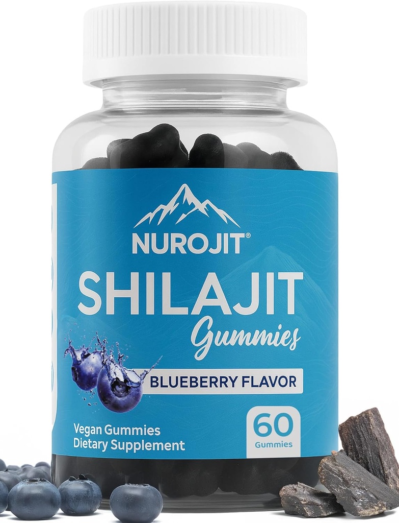 Shilajit Gummys,蓝莓Flavor,喜马拉雅抽取,实验室测试,非GMO,Gluten Free, Vegan Friendly, Mess-Free Resin的替代品,每日常规的简单添加,60 Vegan Gummys