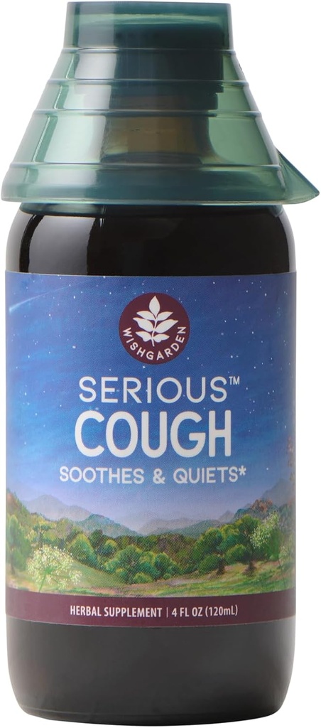 WishGarden Herbs serious cough Soothing & Quieting – 快速的草药咳嗽抑制剂,用于成年人,干燥咳嗽救济和咳嗽期望剂,Soothes Throat 刺激剂和胸节减压剂,4oz