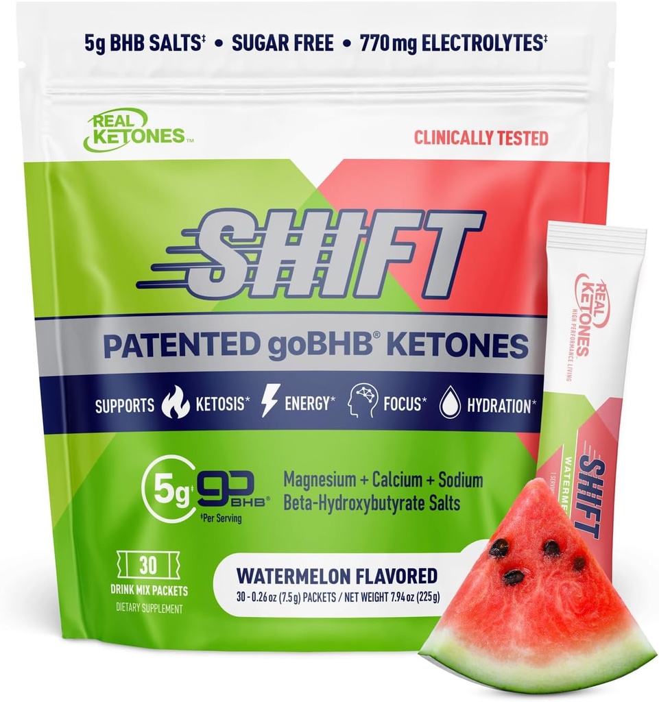 真正的 Ketones BHB 外源 Ketones 饮用 Mix Packets Keto 电解片 Powder Packets 无糖 配有 4 主快快电解片+水解 专利的 Keto BHB - 30 伯爵 西瓜