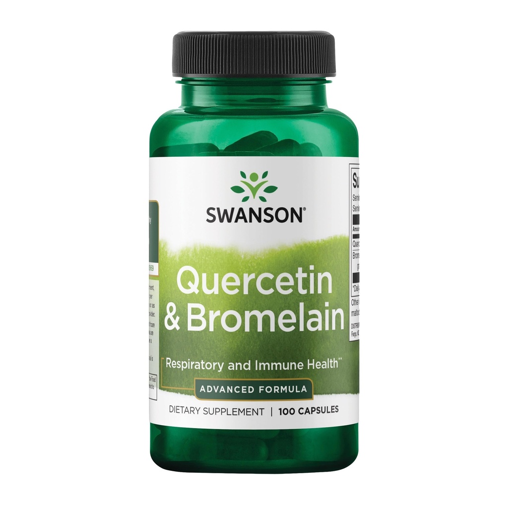 Swanson Quercetin & Bromelain - 促进呼吸系统健康支持-辅助季节性免疫系统健康支持-胆固醇水平已经w/i 正常范围 100 caps (250 mg Quercetin/78mg Bromelain)