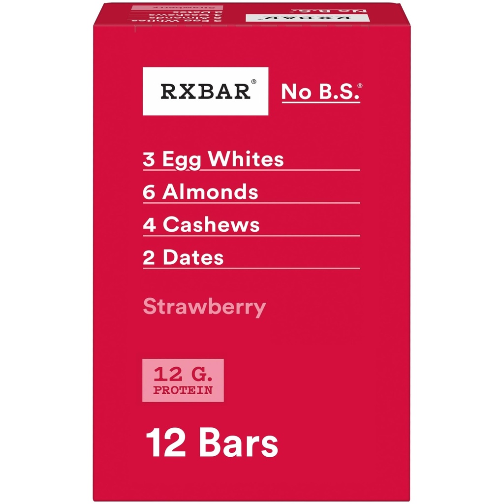 RXBAR蛋白棒,12g蛋白,Gluten自由小吃,草莓,22oz盒(12巴)