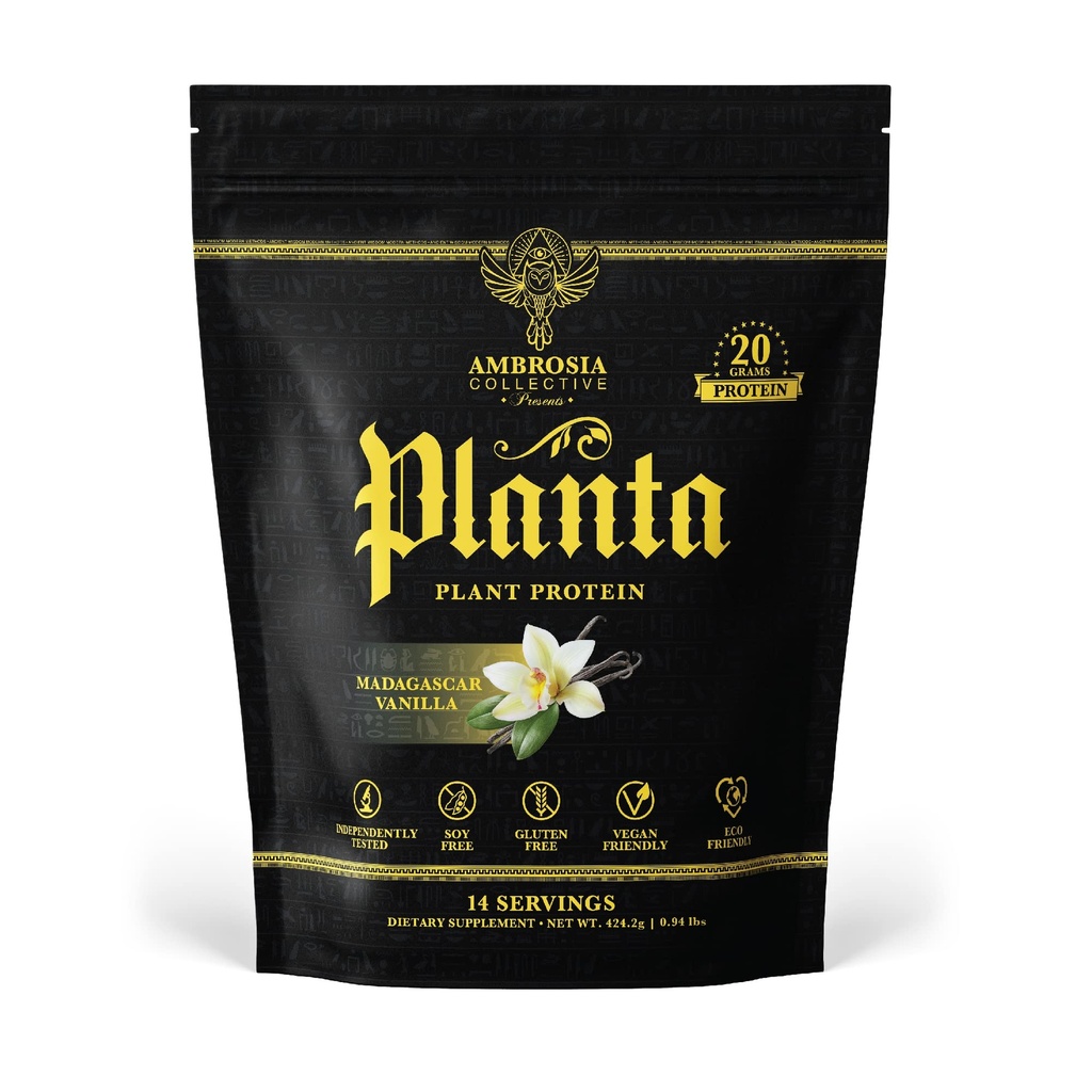 Ambrosia Planta - Premium 植物蛋白 | Vegan & Keto 友好 | Gourmet Flavors with no bloating and Stomach upset | Gluten & Soy Free | 没有添加糖 | 14 services | (Vanilla)